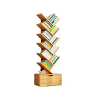 Tree Bookshelf with Drawer Freestanding Wooden Book Tower Tall Narrow Bookcase for Home Office | Bedroom and Kids Room
