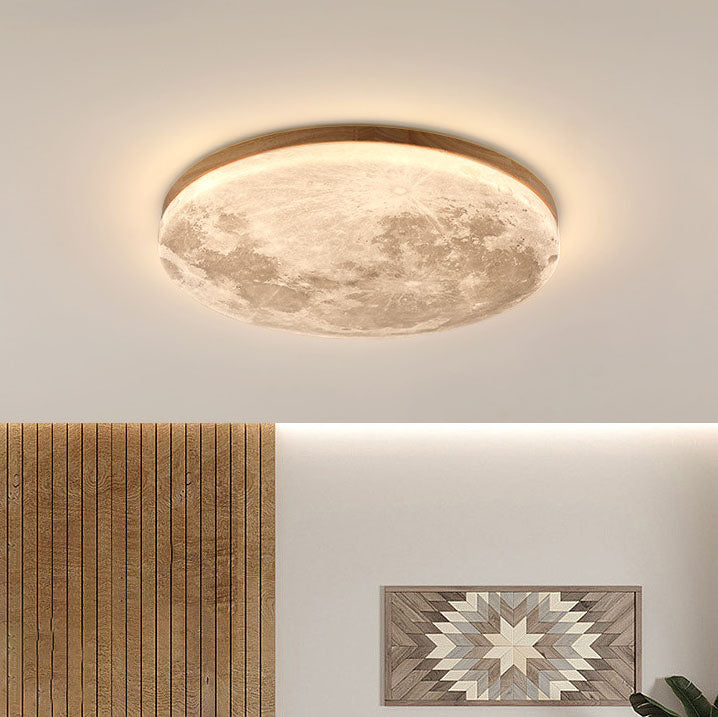 Modern Wood Flush Mount Ceiling Light With Solid Wood Trim — Ashbury Home & Living