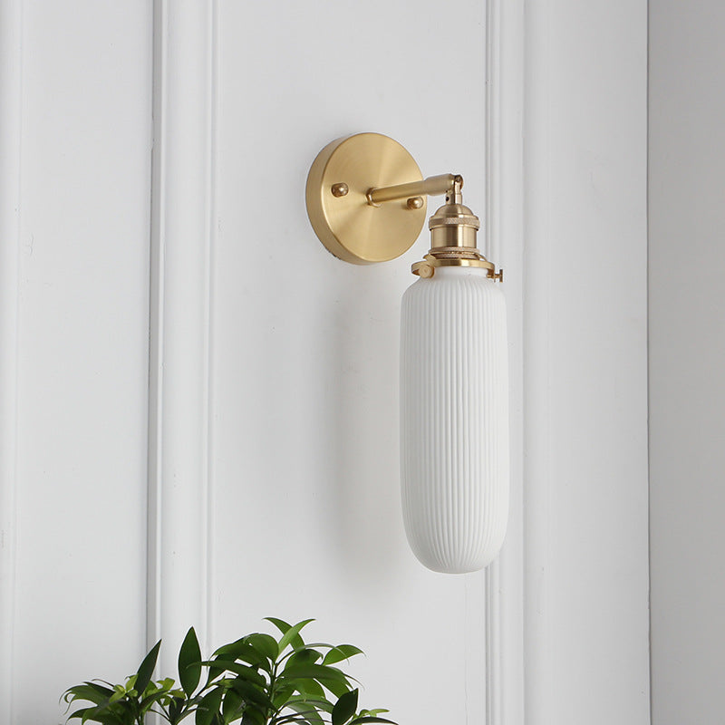 Vintage Brass Wall Light With Ceramic Detailing — Ashbury Home & Living