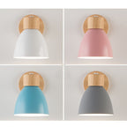Minimalist Wooden Cone Wall Sconce LED Light With Conical Shade