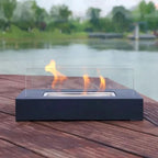 Portable Bioethanol Table Fireplace Tempered Glass and Steel Tabletop Fire Smokeless for Indoor and Outdoor Use