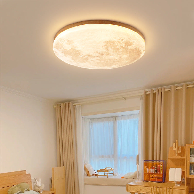 Modern Wood Flush Mount Ceiling Light With Solid Wood Trim in White — Ashbury Home & Living