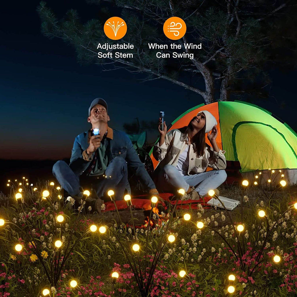 Solar Firefly Garden Lights Swaying LED Stake Lights Outdoor Waterproof Pathway Lights with Dusk to Dawn Sensor for Borders | Patio and Lawn