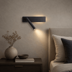 LED Wall Reading Light Bedside Wall Lamp with Rotating Spotlight Arm and Ambient Backlight Dimmable Modern Wall Sconce for Bedroom | Headboard