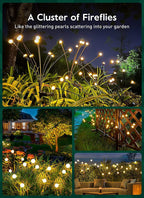 Solar Firefly Garden Lights Swaying LED Stake Lights Outdoor Waterproof Pathway Lights with Dusk to Dawn Sensor for Borders | Patio and Lawn