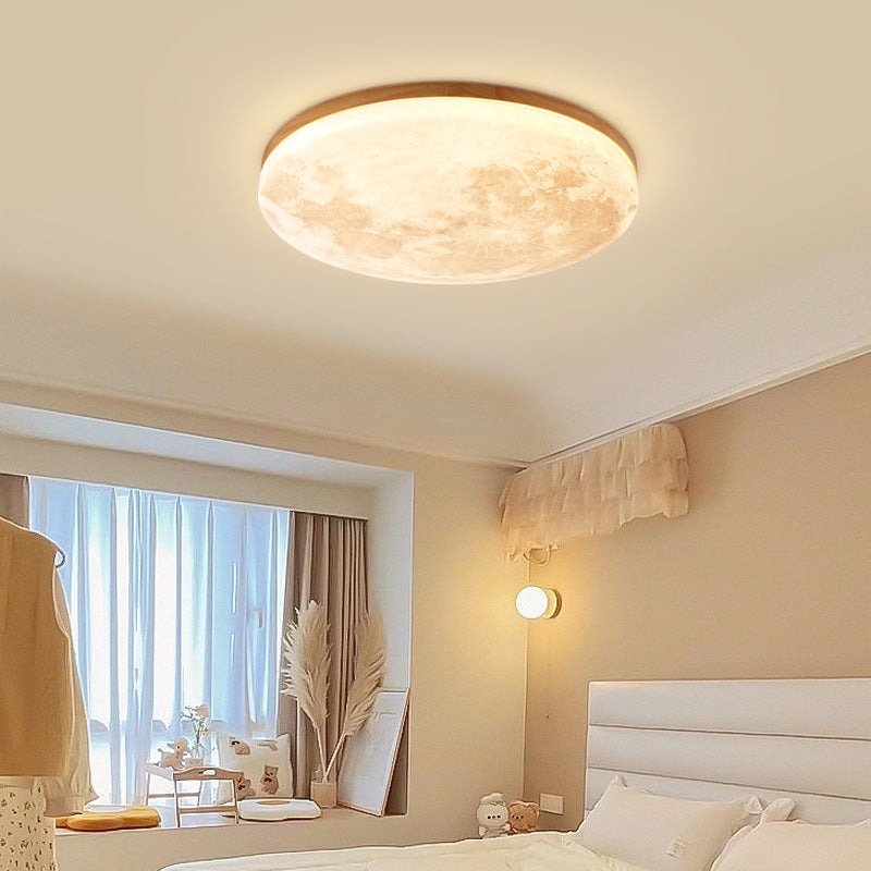Modern Wood Flush Mount Ceiling Light With Solid Wood Trim — Ashbury Home & Living