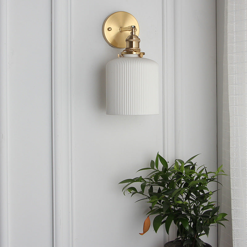 Vintage Brass Wall Light With Ceramic Detailing — Ashbury Home & Living