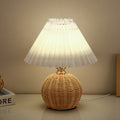 Bohemian Rattan Table Lamp With Tri-Colour Warm Light in White — Ashbury Home & Living