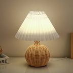 Bohemian Rattan Table Lamp With Tri-Colour Warm Light in White — Ashbury Home & Living