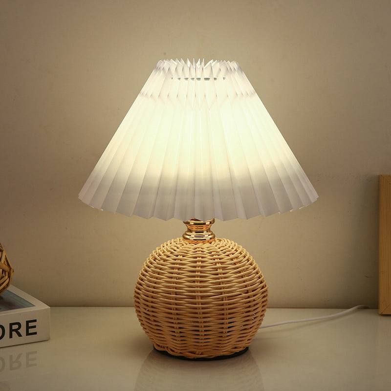 Bohemian Rattan Table Lamp With Tri-Colour Warm Light in White — Ashbury Home & Living