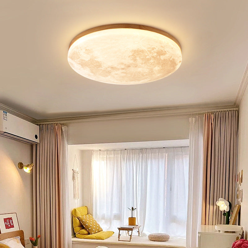 Modern Wood Flush Mount Ceiling Light With Solid Wood Trim in Warm White — Ashbury Home & Living