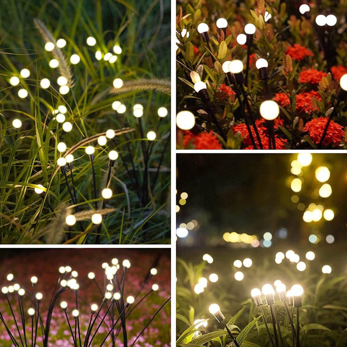 Solar Firefly Garden Lights Swaying LED Stake Lights Outdoor Waterproof Pathway Lights with Dusk to Dawn Sensor for Borders | Patio and Lawn