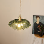 Retro Glass Pendant Light with Fluted Shade