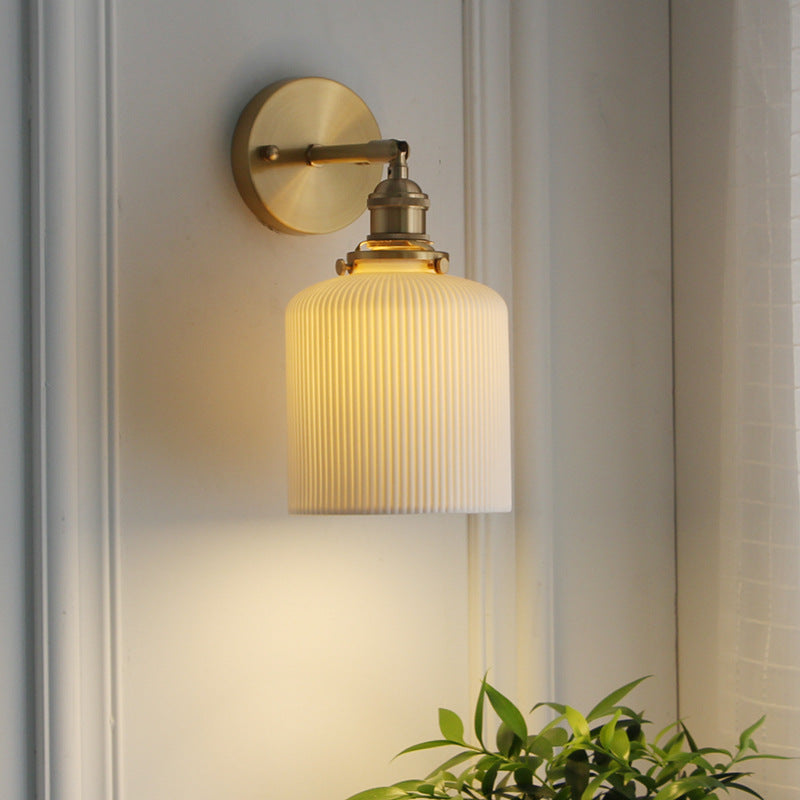 Vintage Brass Wall Light With Ceramic Detailing — Ashbury Home & Living