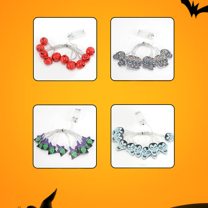 Halloween String Lights Battery Operated LED Fairy Lights with Themed Spooky Shades for Bedroom | Living Room and Party Decoration