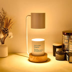 Candle Warmer Lamp Dimmable Wooden Base Electric Wax Melt Lamp with Optional Timer Japanese Minimalist Table Lamp for Bedroom