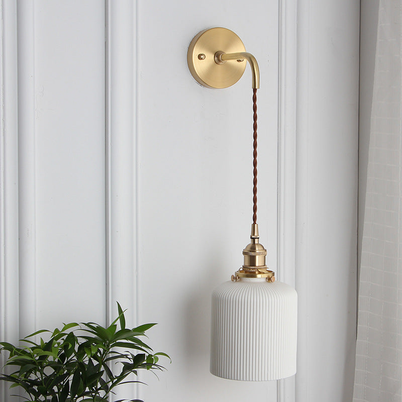 Vintage Brass Wall Light With Ceramic Detailing — Ashbury Home & Living