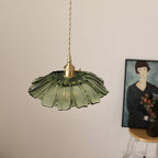 Retro Glass Pendant Light with Fluted Shade
