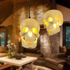 Skull Pendant Light Resin Skull Ceiling Lamp with Iron Fittings Hanging Light Gothic Halloween Pendant Lamp for Living Room | Dining Room and Bar