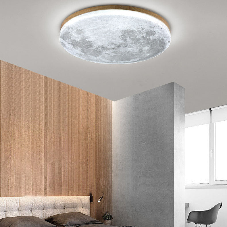 Modern Wood Flush Mount Ceiling Light With Solid Wood Trim — Ashbury Home & Living