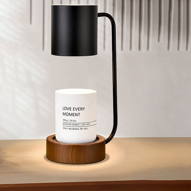 Candle Warmer Lamp Dimmable Wooden Base Electric Wax Melt Lamp with Optional Timer Japanese Minimalist Table Lamp for Bedroom