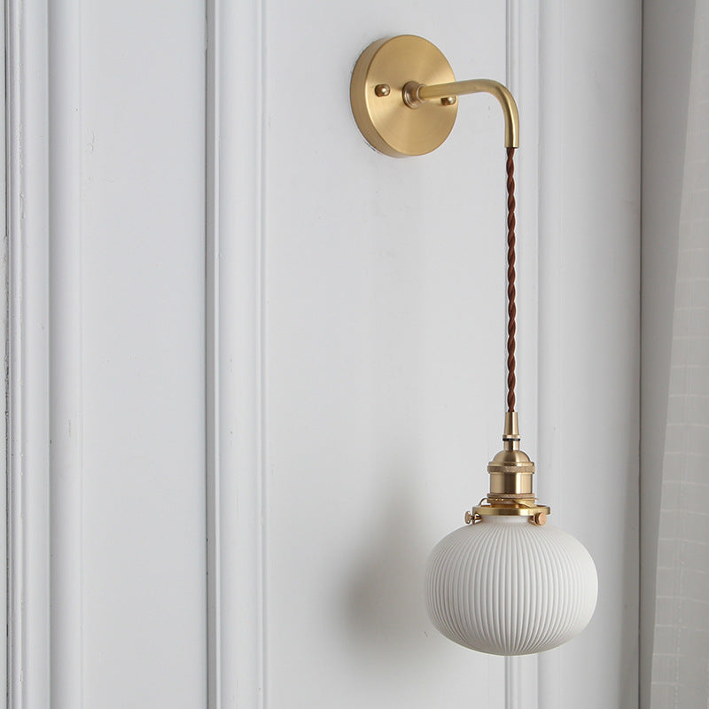 Vintage Brass Wall Light With Ceramic Detailing — Ashbury Home & Living