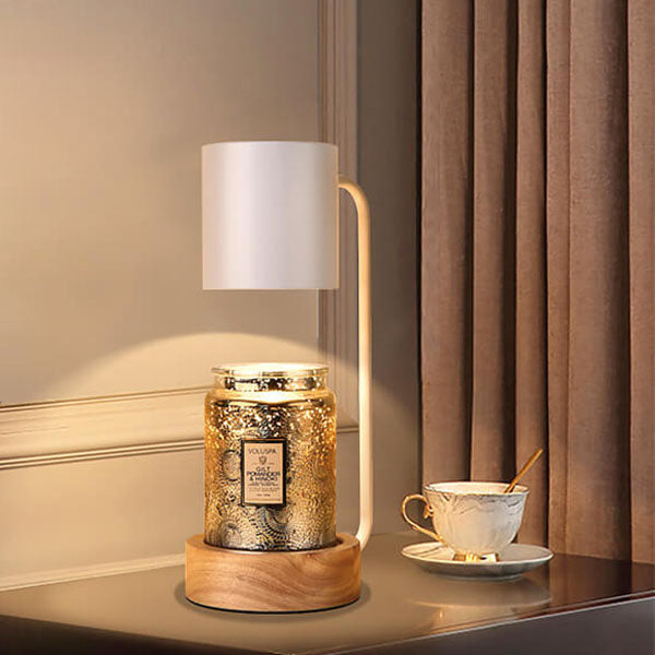 Candle Warmer Lamp Dimmable Wooden Base Electric Wax Melt Lamp with Optional Timer Japanese Minimalist Table Lamp for Bedroom