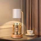 Candle Warmer Lamp Dimmable Wooden Base Electric Wax Melt Lamp with Optional Timer Japanese Minimalist Table Lamp for Bedroom