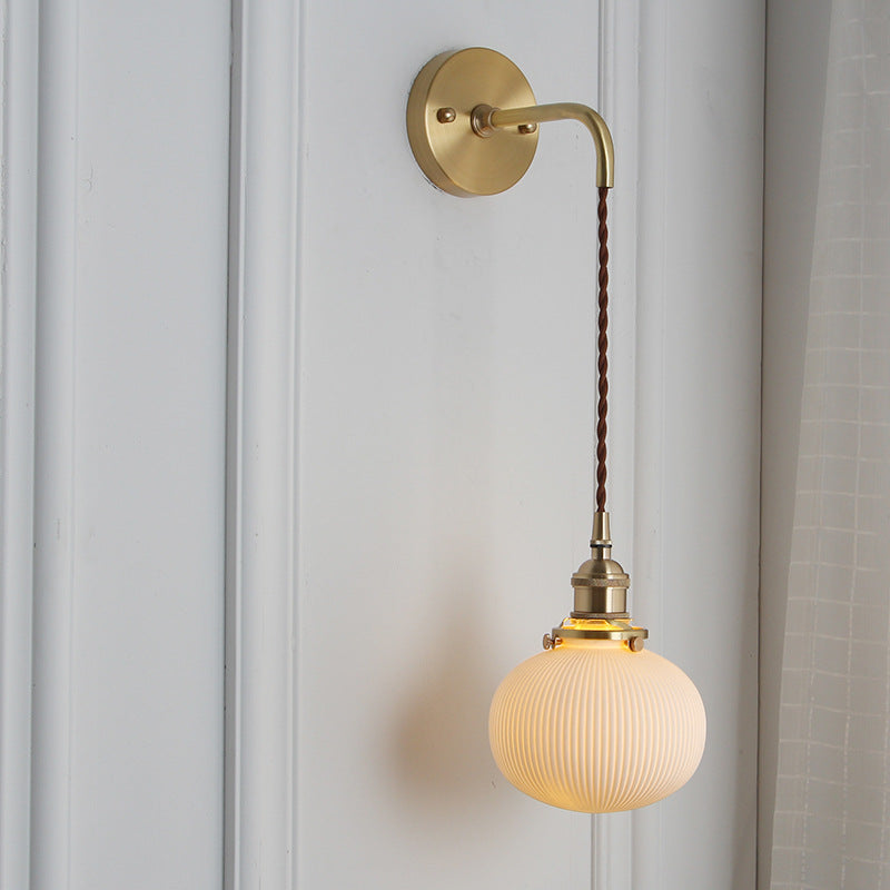 Vintage Brass Wall Light With Ceramic Detailing — Ashbury Home & Living