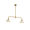 Modern Brass Pendant Light With Ceramic Shades for Dining Room in 2 heads L 102cm x W 23cm x H 30cm / L 40.1″ x W 9.1″ x H 11.8″ — Ashbury Home & Living