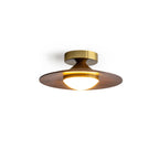 Modern Wood-Effect Round Flush Mount Ceiling Light With Integrated LED — Ashbury Home & Living