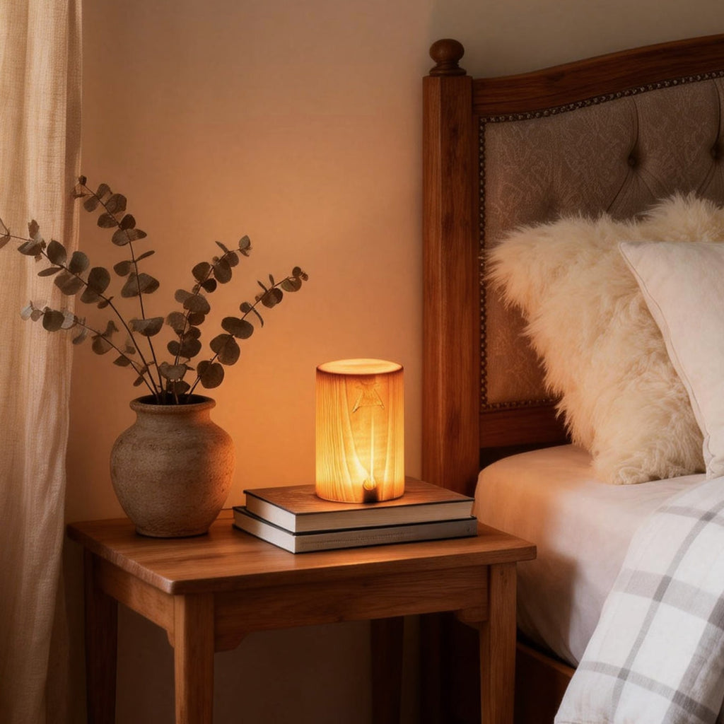Wooden Modern Table Lamp With Rechargeable Battery For Bedroom — Ashbury Home & Living