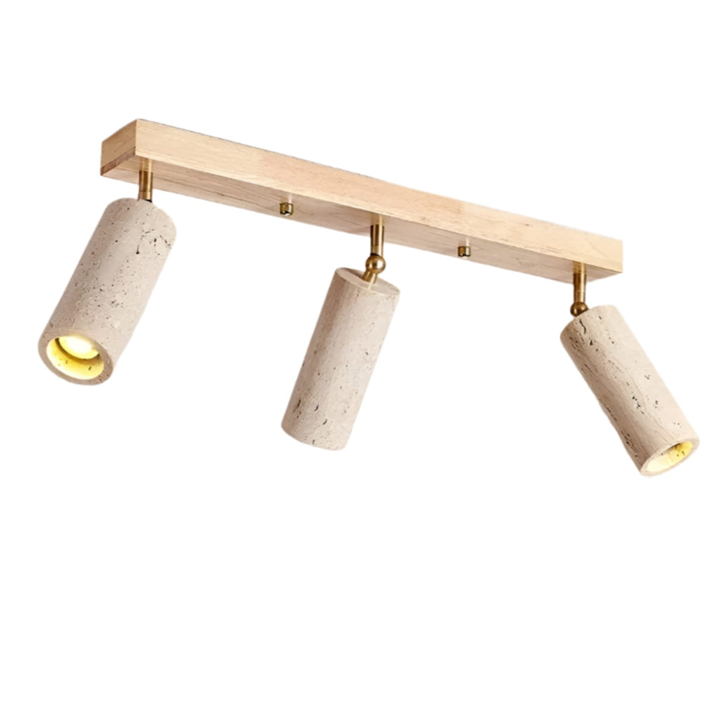 Modern Stone Linear Ceiling Light With Warm White Glow in Log Wood Colour — Ashbury Home & Living