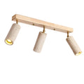Modern Stone Linear Ceiling Light With Warm White Glow in Log Wood Colour — Ashbury Home & Living