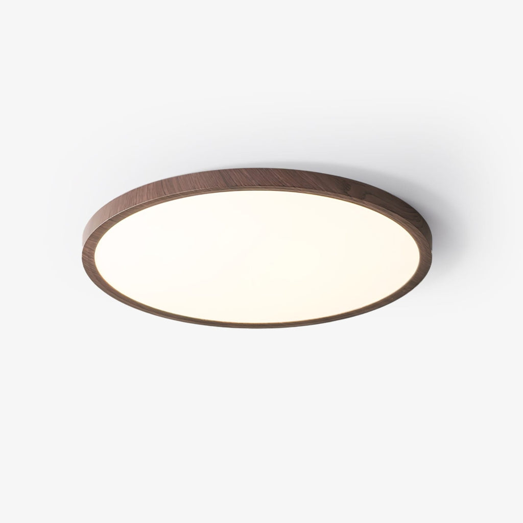 Minimalist Wood Flush Mount Ceiling Light With Slim Profile in Walnut Wood Grain — Ashbury Home & Living