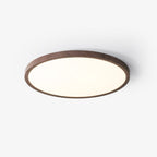 Minimalist Wood Flush Mount Ceiling Light With Slim Profile in Walnut Wood Grain — Ashbury Home & Living