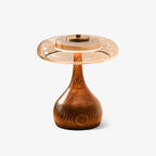 Contemporary Ash Wood And Brass Table Lamp With Glass Shade — Ashbury Home & Living