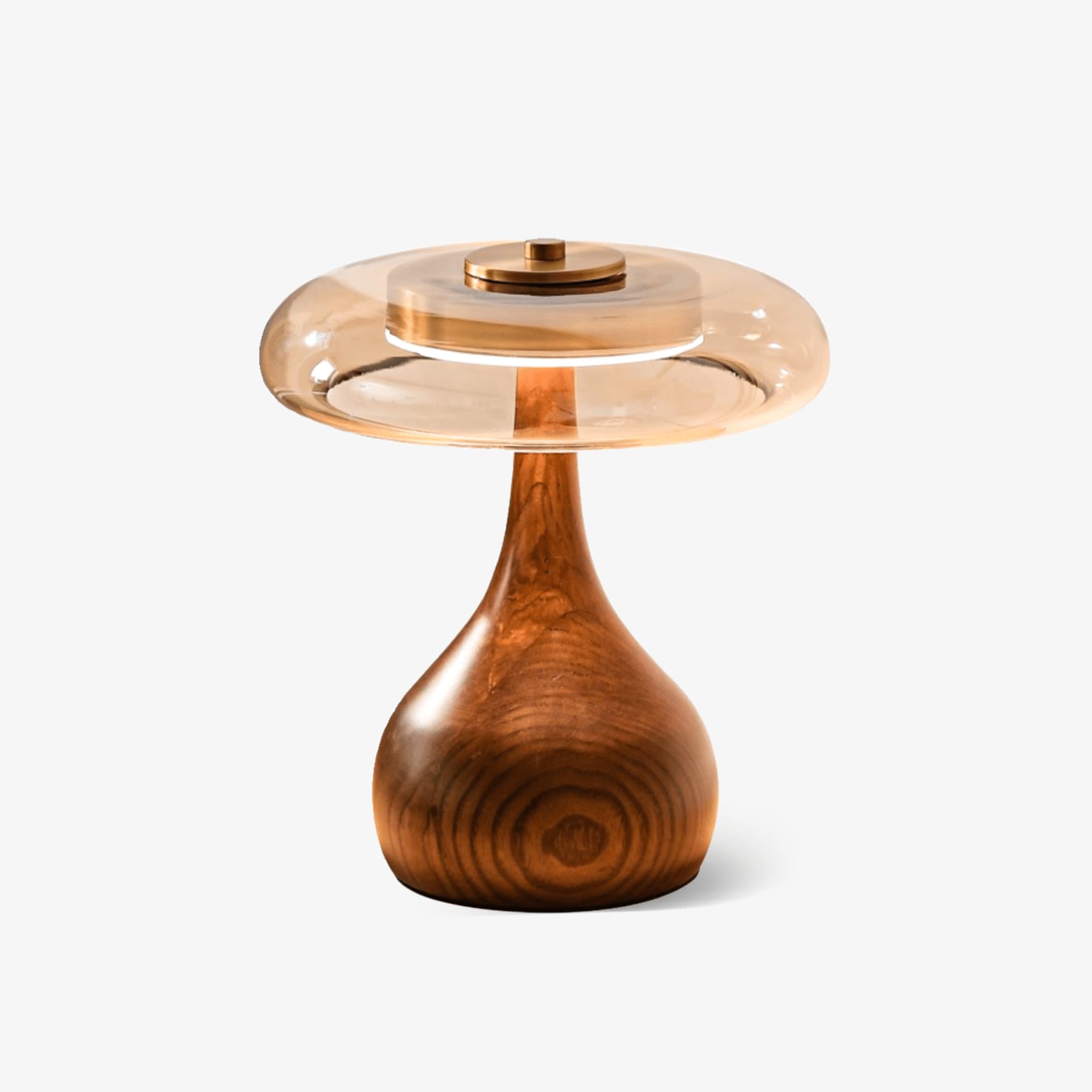 Contemporary Ash Wood And Brass Table Lamp With Glass Shade — Ashbury Home & Living
