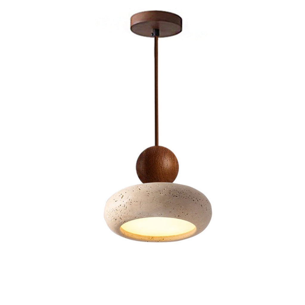 Modern Wood And Concrete Pendant Light With Warm LED Glow in Walnut — Ashbury Home & Living