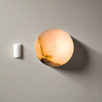 Mini Orb Alabaster Wall Light With Sculpted Stone Shade