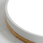 Round Flush LED Ceiling Light with Wood Trim for Living Room