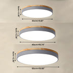 Round Flush LED Ceiling Light with Wood Trim for Living Room