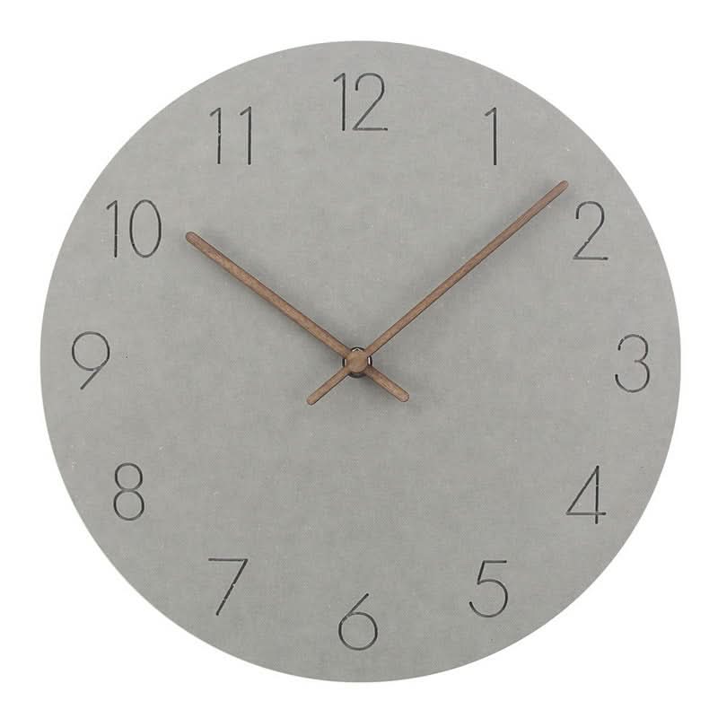 Silent Wall Clock Nordic Minimalist Non-Ticking MDF Wall Clock with Walnut Wood Hands Modern Round Clock for Living Room, Kitchen and Office