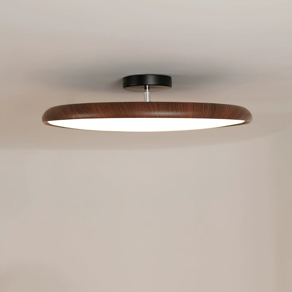 Scandinavian Wood-Effect Flush Mount Ceiling Light With Tri-Colour Glow — Ashbury Home & Living