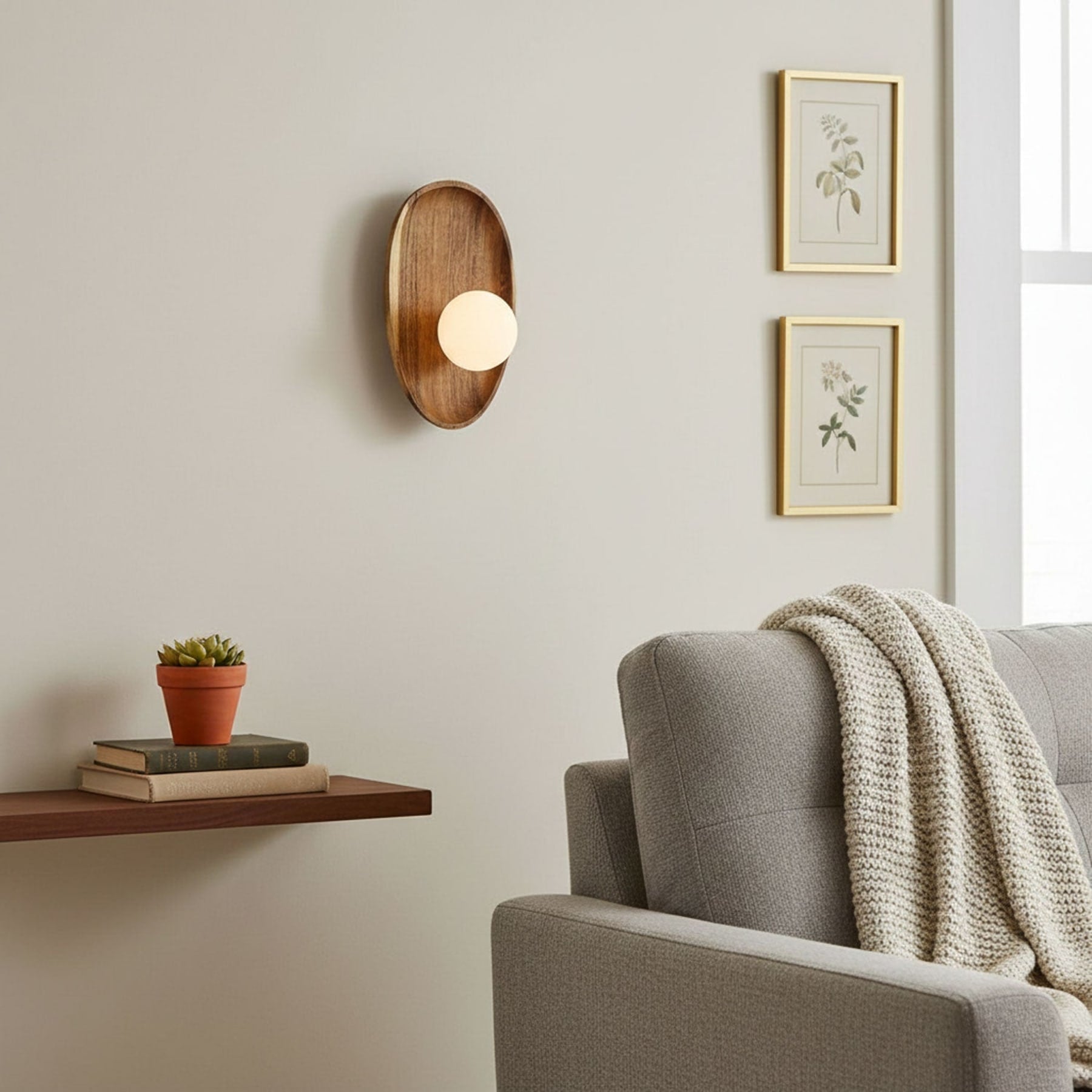 Modern Wood and Glass Wall Light for Living Room — Ashbury Home & Living