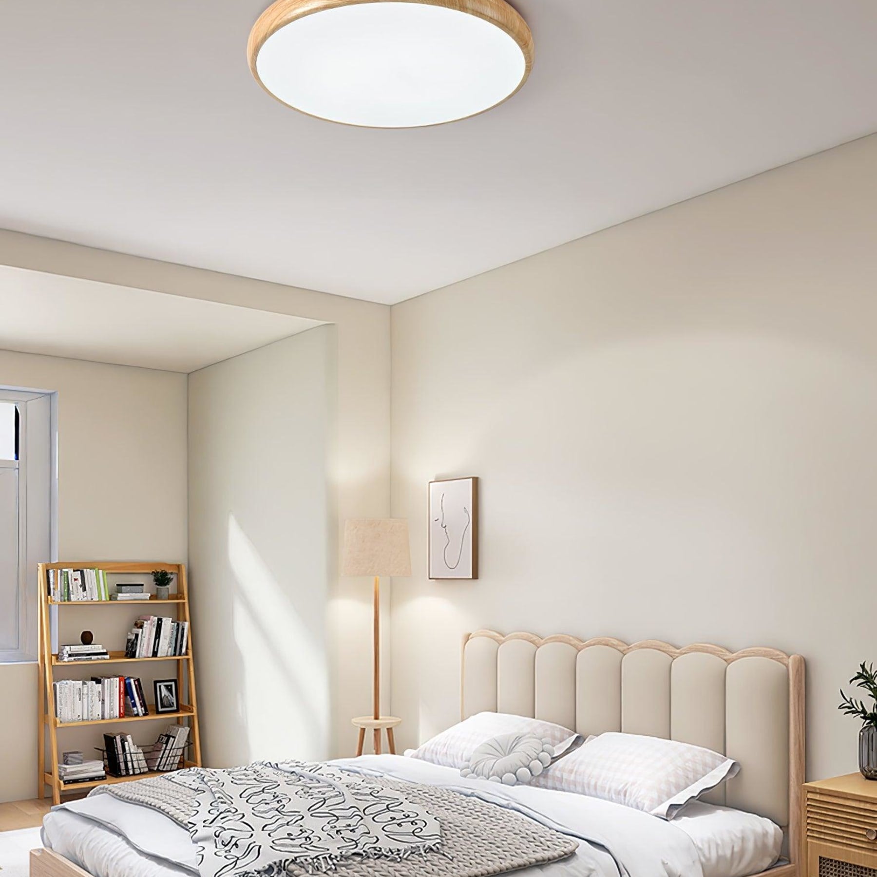Scandinavian Wood Flush Mount Ceiling Light for Living Room — Ashbury Home & Living