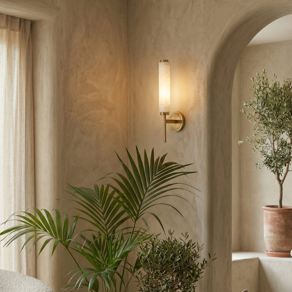 Modern Metal and Faux Alabaster Wall Light for Living Room — Ashbury Home & Living