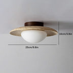 Modern Travertine and Wood Semi-Flush Ceiling Light With Warm LED Glow — Ashbury Home & Living