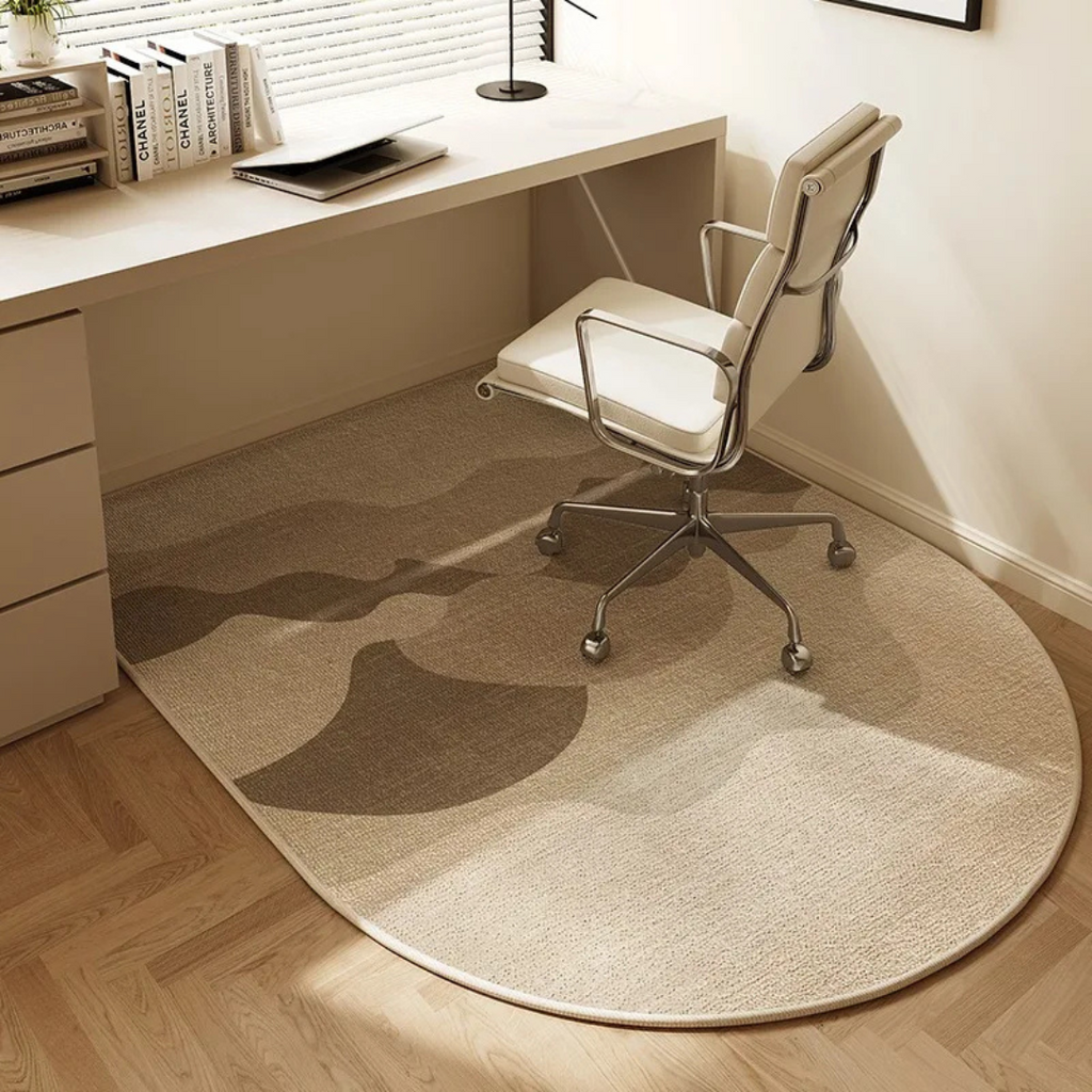 Office Chair Mat Non-Slip Floor Protector Semi-Circular Desk Rug Polyester Fleece Chair Mat for Hard Floors in Home Office | Study and Gaming Room