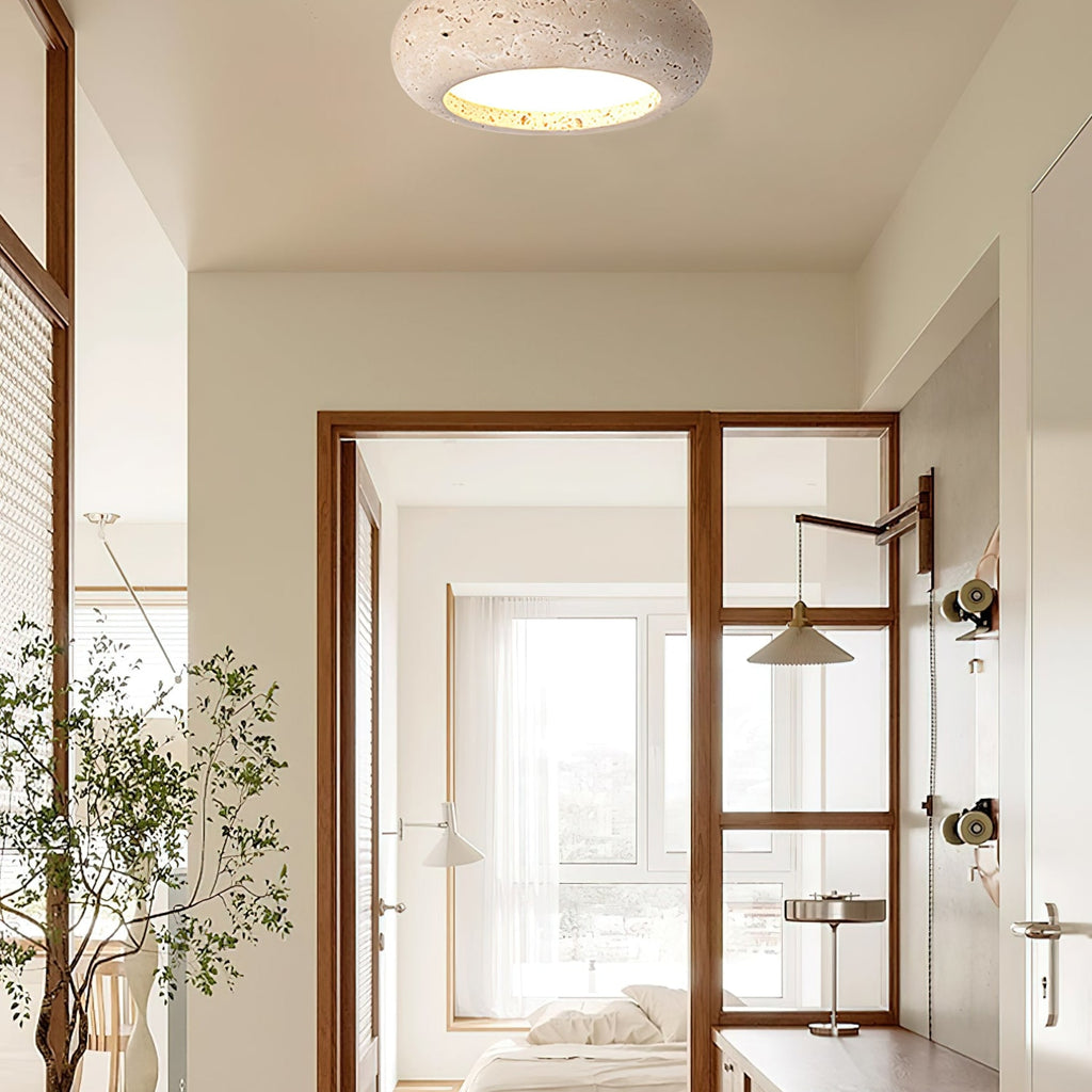 Minimalist Travertine Flush Mount Ceiling Light — Ashbury Home & Living
